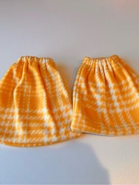 Yellow & White Plaid Fleece stirrup covers